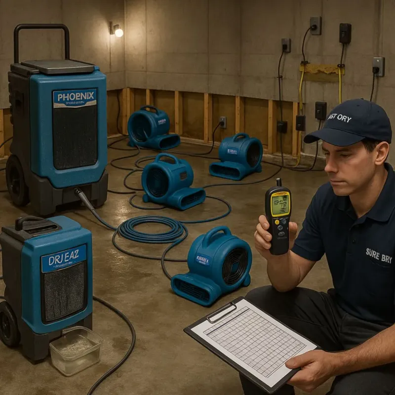 Structural Drying and Dehumidification process in Lamont, CA
